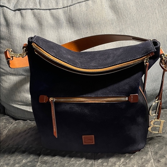Dooney & Bourke Dark Blue Suede purse Large Hobo Bag, Camden like new - Picture 13 of 16
